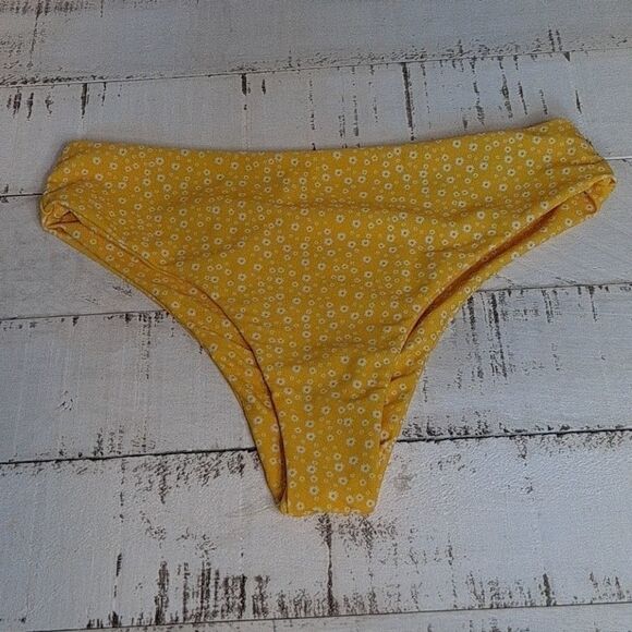 Unknown High Rise Bikini Bottom Yellow Medium - Picture 1 of 6